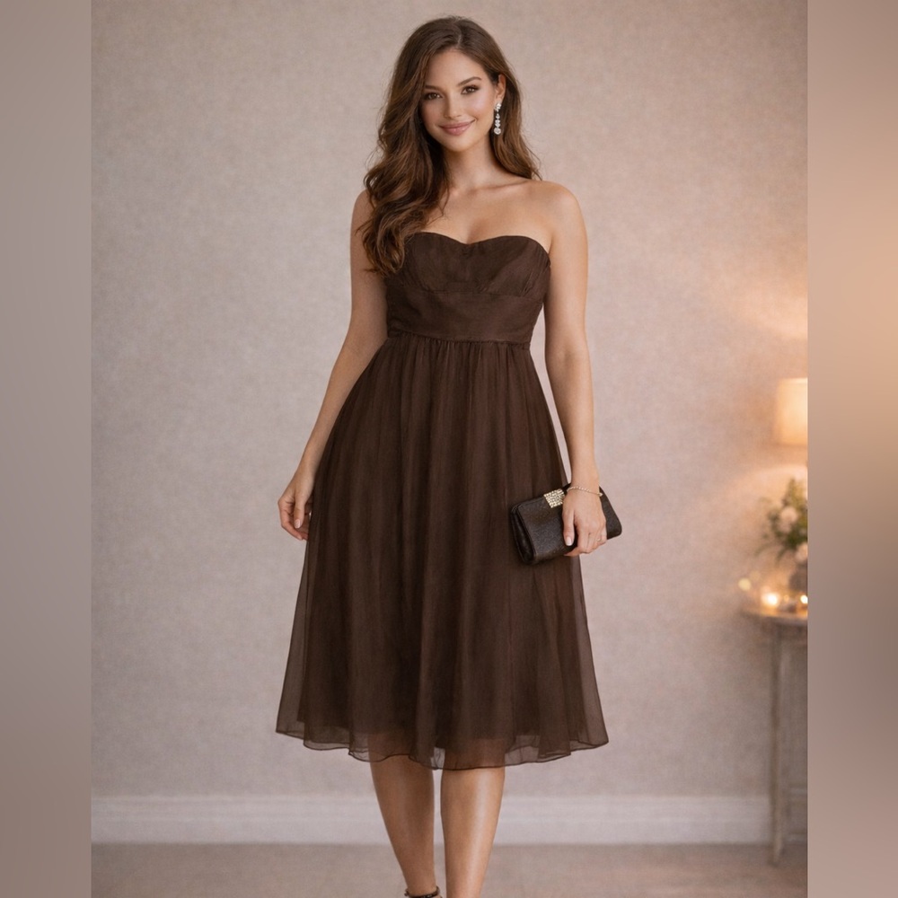 J. Crew Elegant Brown Strapless Dress